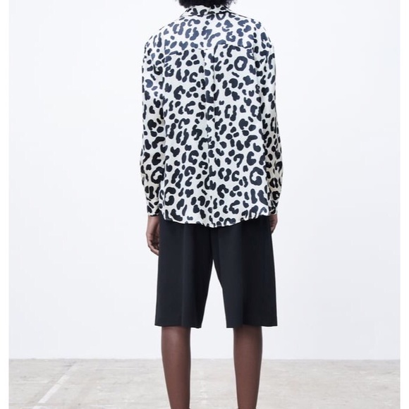 NWT Zara Leopard Print Satin Effect Blouse (Small) - Picture 7 of 7